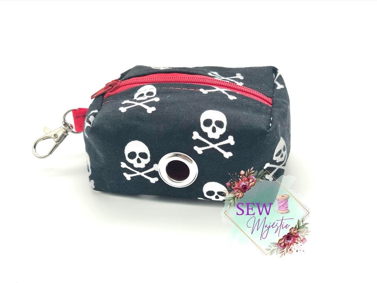 Dog Poop Bag Holder, Dog Walking Bag, Leash Accessories, Gift for Dog Lovers, Dog Mom, Dog Dad, Gift for Pet Lovers, Skull and Crossbones