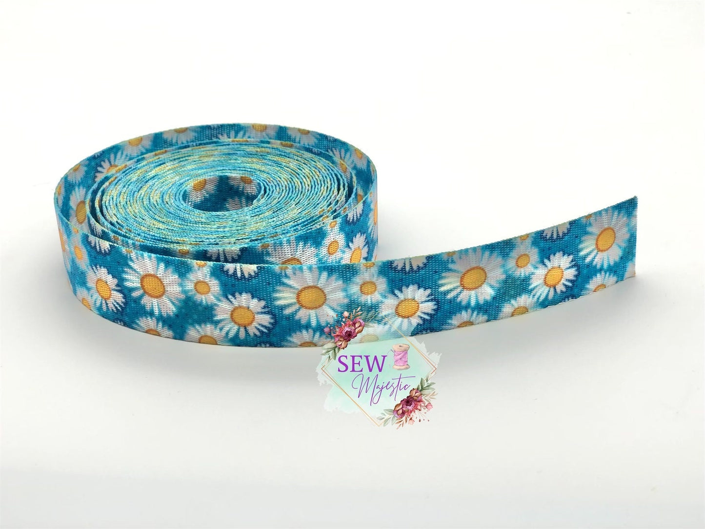 1" or 1.5" Daisy Webbing By the Yard, For Bagmaking, For Straps, By the Yard, Sewing Notion, Sewing Supply, Floral Webbing, Flower Straps
