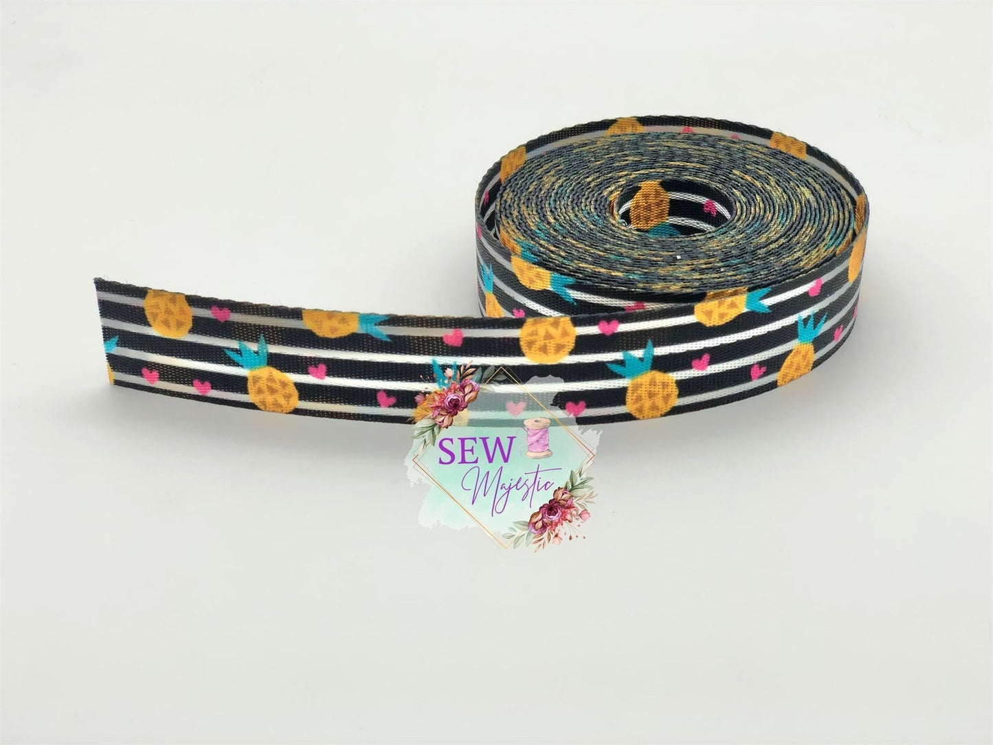 1" Pineapple Stripes Webbing 5 Yards, For Bagmaking, For Straps, By the Yard, Sewing Notion, Sewing Supply, Pineapple Webbing, Sew Majestic