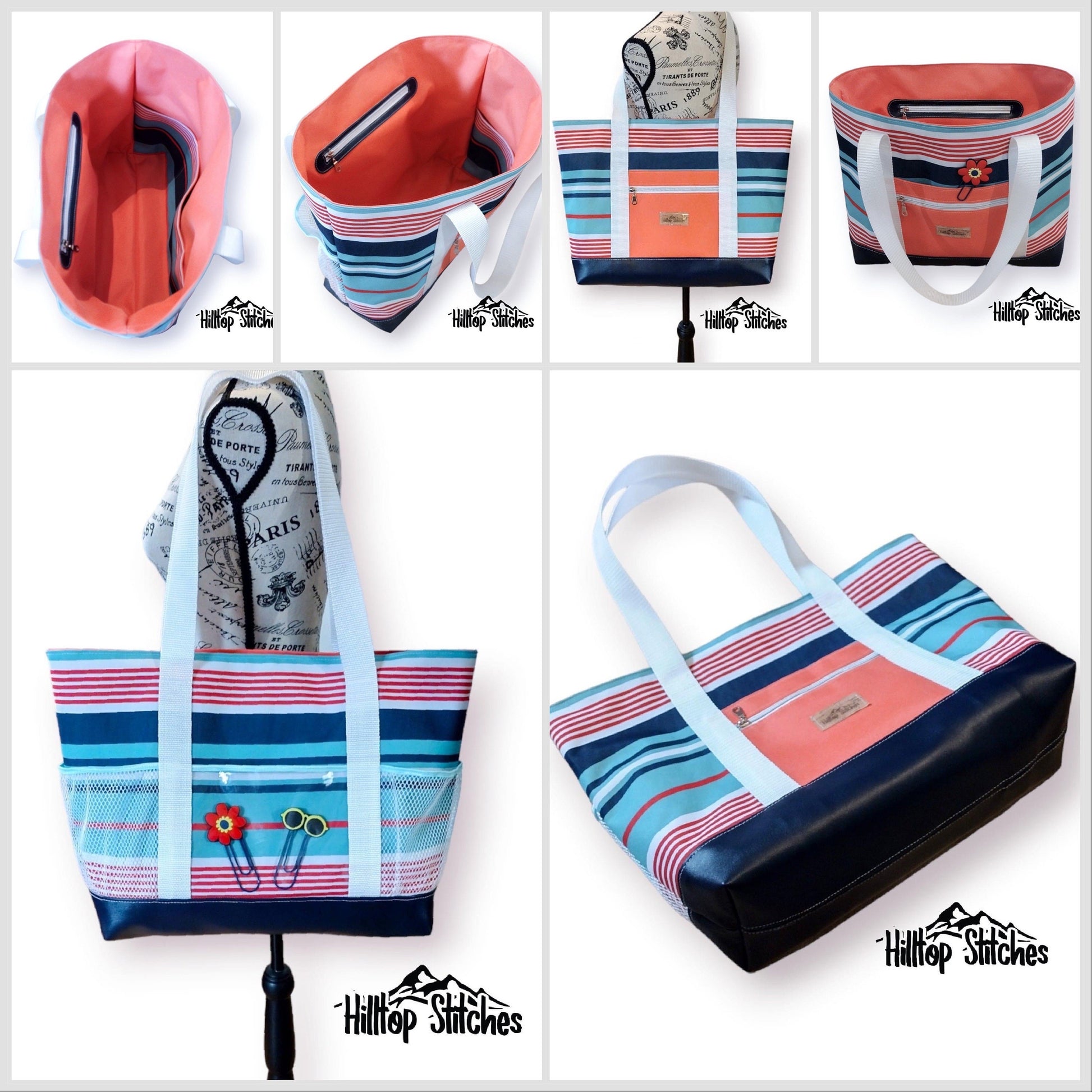 The Eileen Pool Tote Pattern, PDF Printable Pattern, Sewing Pattern, Beach Bag Pattern, For Sewists, For Bagmaking, PDF Sewing File.