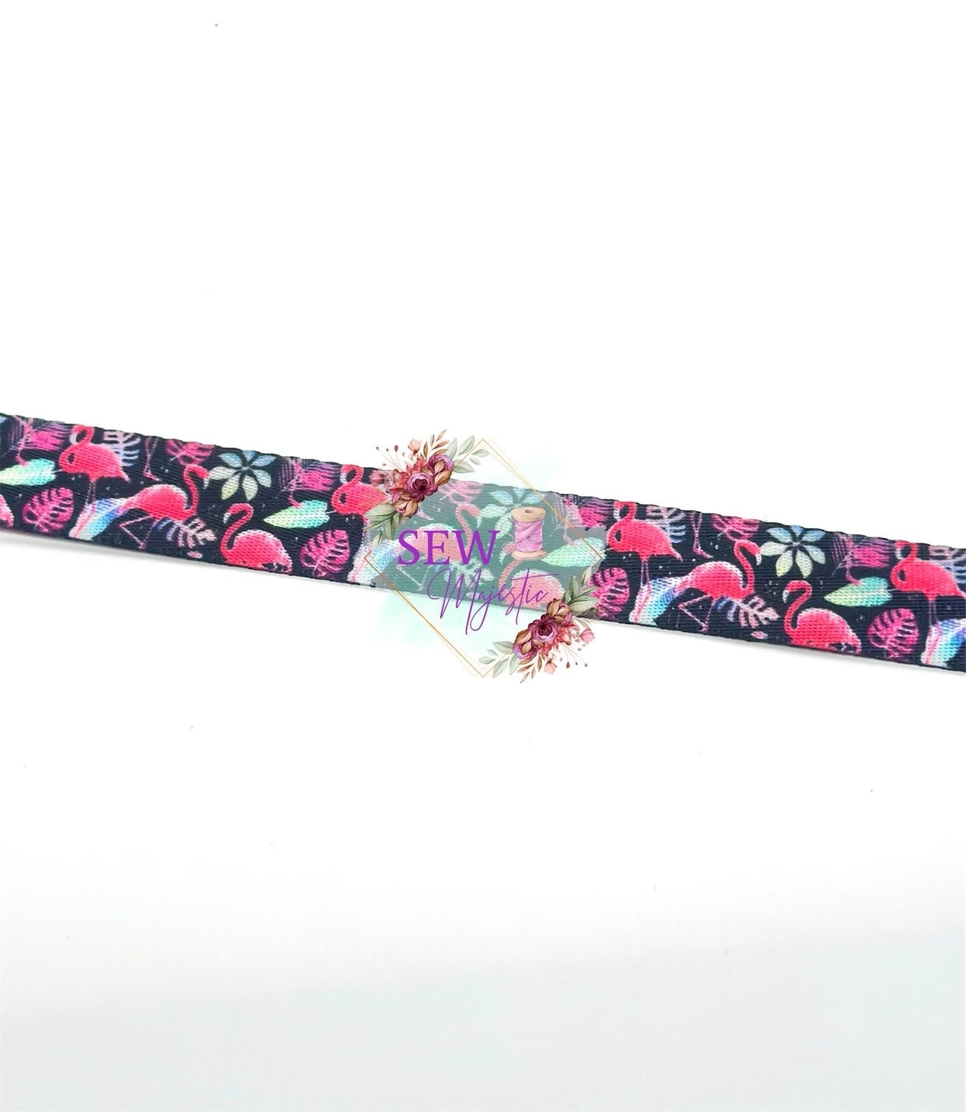 1" Flamingo Seatbelt Webbing By the Yard, Pink Webbing, Seatbelt Webbing, Straps for Bags, For Bagmaking, Black Webbing, Bagmaking Supply