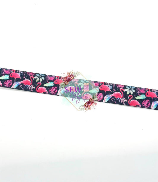 1" Flamingo Seatbelt Webbing By the Yard, Pink Webbing, Seatbelt Webbing, Straps for Bags, For Bagmaking, Black Webbing, Bagmaking Supply