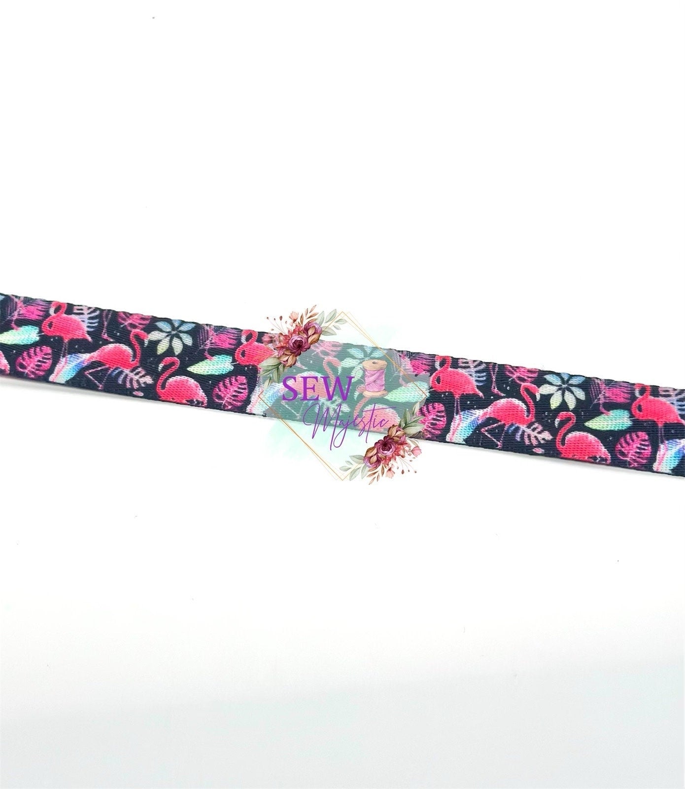 1" Flamingo Seatbelt Webbing 5 Yard Cut, Pink Webbing, Seatbelt Webbing, Straps for Bags, For Bagmaking, Black Webbing, Bagmaking Supply