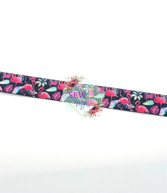 1" Flamingo Seatbelt Webbing 5 Yard Cut, Pink Webbing, Seatbelt Webbing, Straps for Bags, For Bagmaking, Black Webbing, Bagmaking Supply