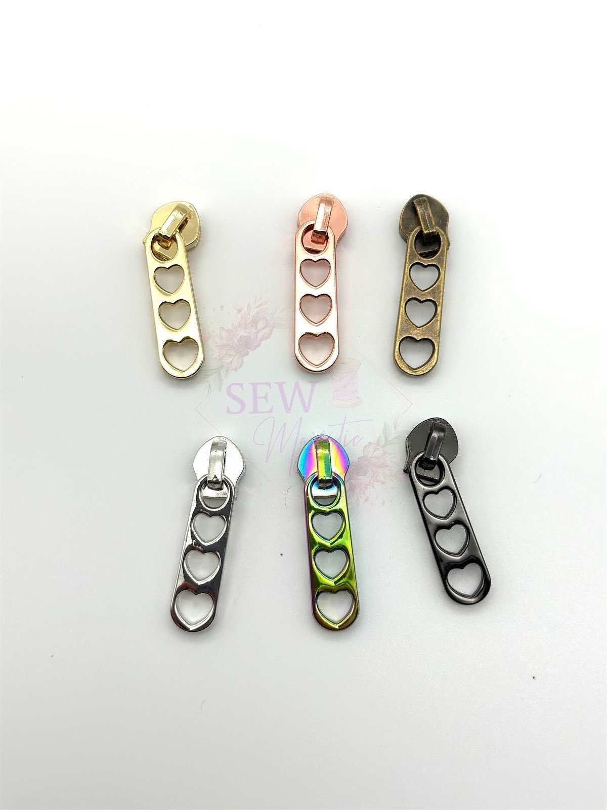 Triple Love Heart Size #5 Zipper Pulls for Nylon Zippers, Heart Zipper Pull, Nylon Zipper Pull, Size 5 Zipper, Sew Majestic, Zipper Charm