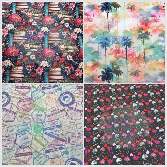 Water Resistant Canvas, By the Yard, Floral Fabric, Book Canvas, Tropical Fabric, Travel Print, Pink Hearts, Red Hearts, Sew Majestic