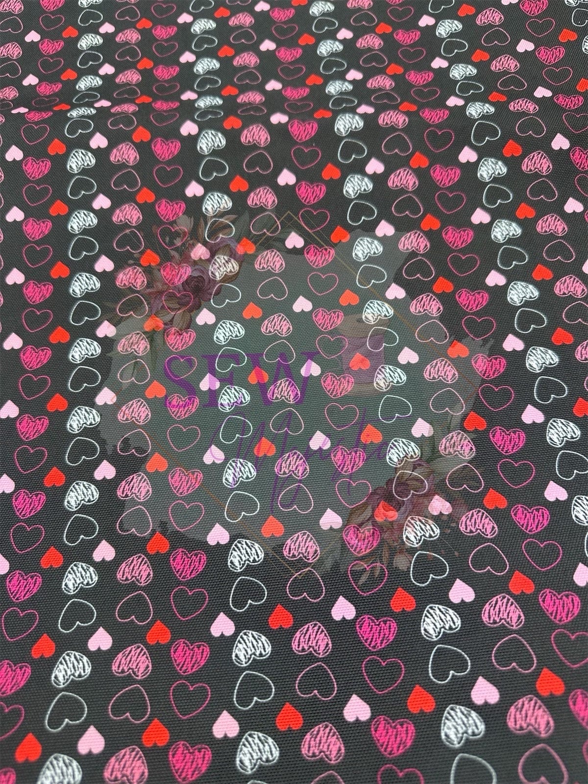 Water Resistant Canvas, By the Yard, Floral Fabric, Book Canvas, Tropical Fabric, Travel Print, Pink Hearts, Red Hearts, Sew Majestic
