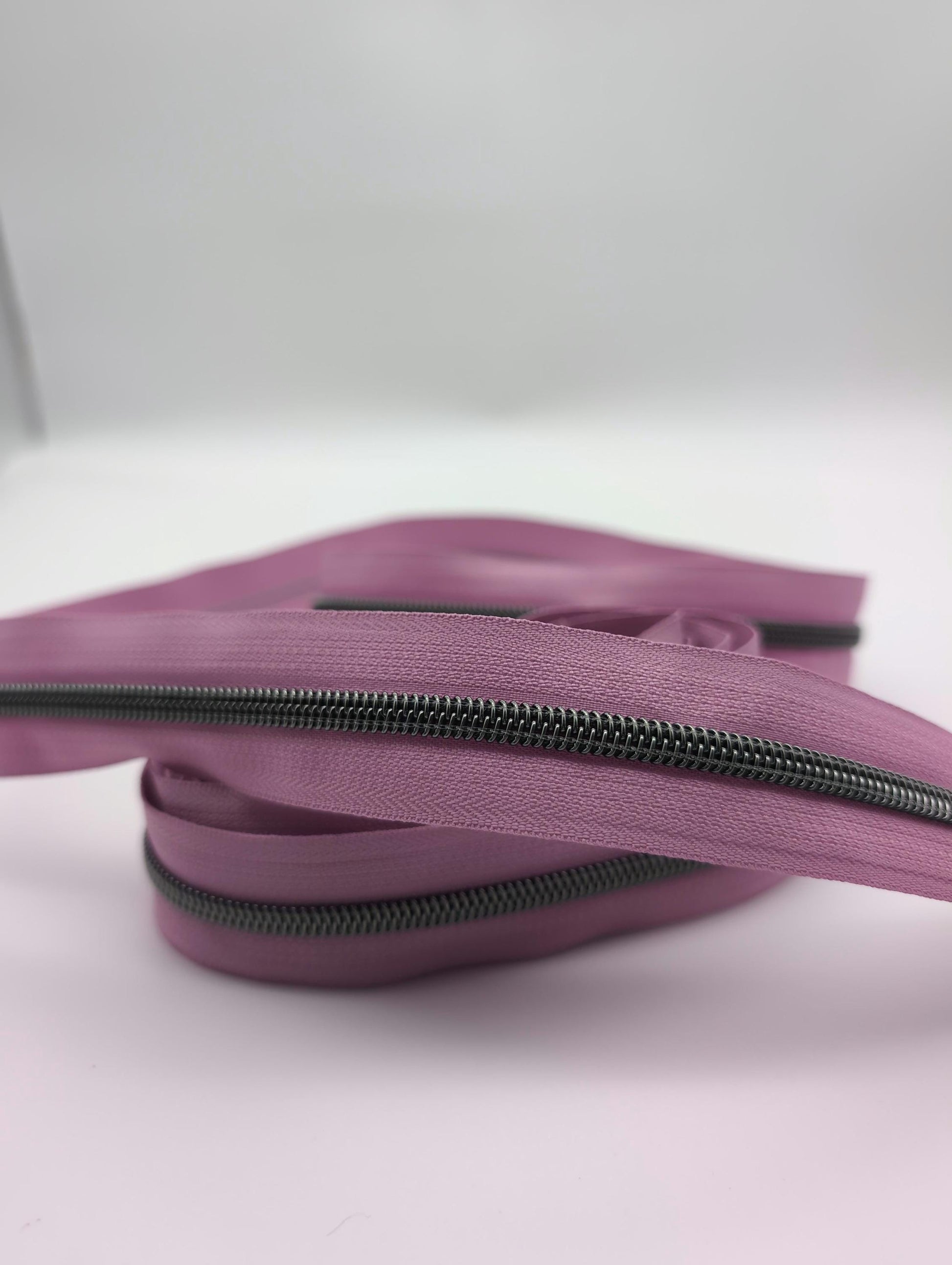 LiLac Gunmetal Zipper Tape, Size #5, Nylon Zipper tape, For Bagmaking, Sew Majestic, Purple Zipper Tape, Gunmetal Zipper Tape, Sewing Notion