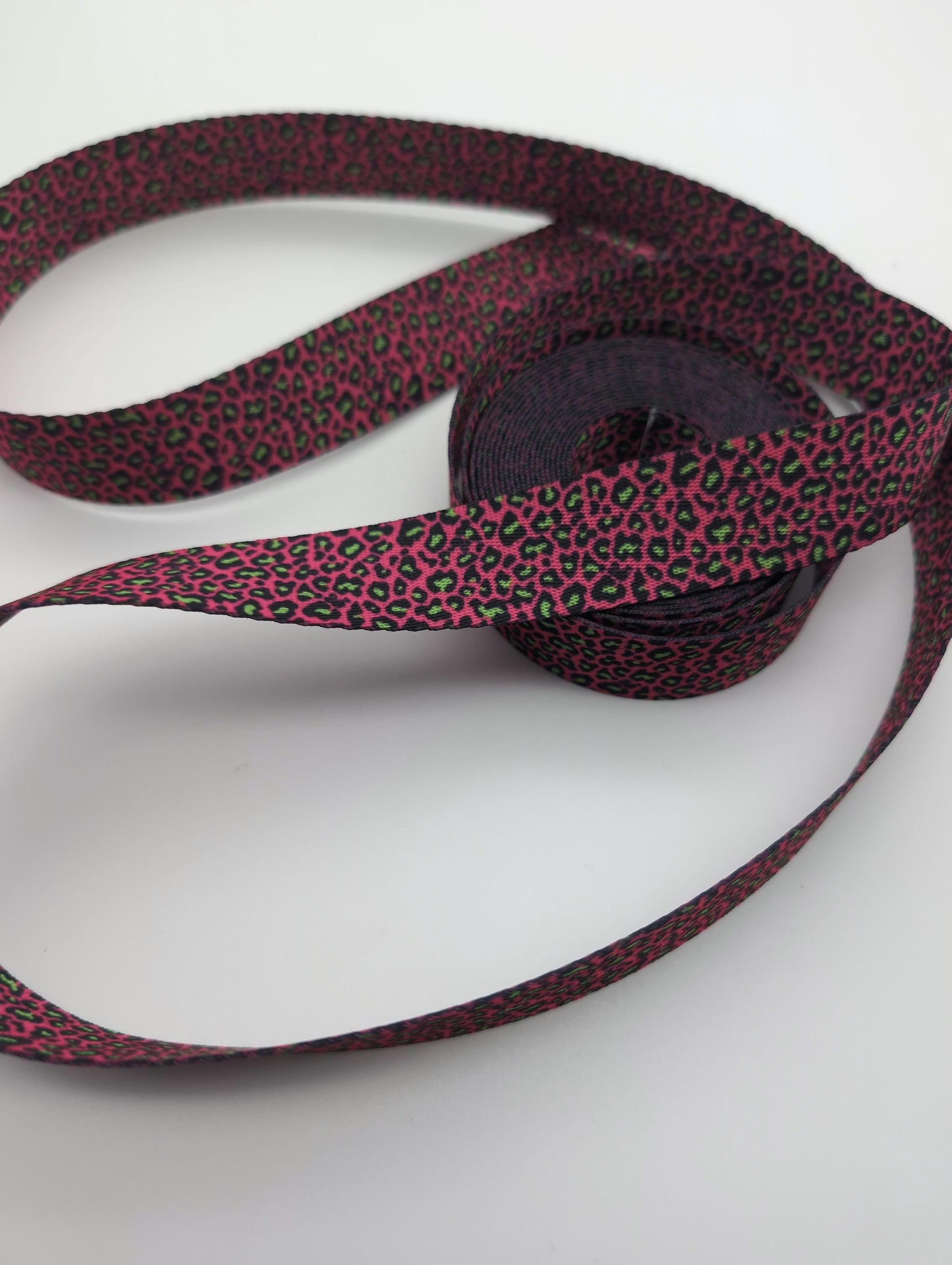 1" Pink Green Leopard Webbing 3 Yards, For Straps, For Bagmaking, Sewing Notion, Leopard Print, Animal Print, Pink Webbing, Fun Webbing