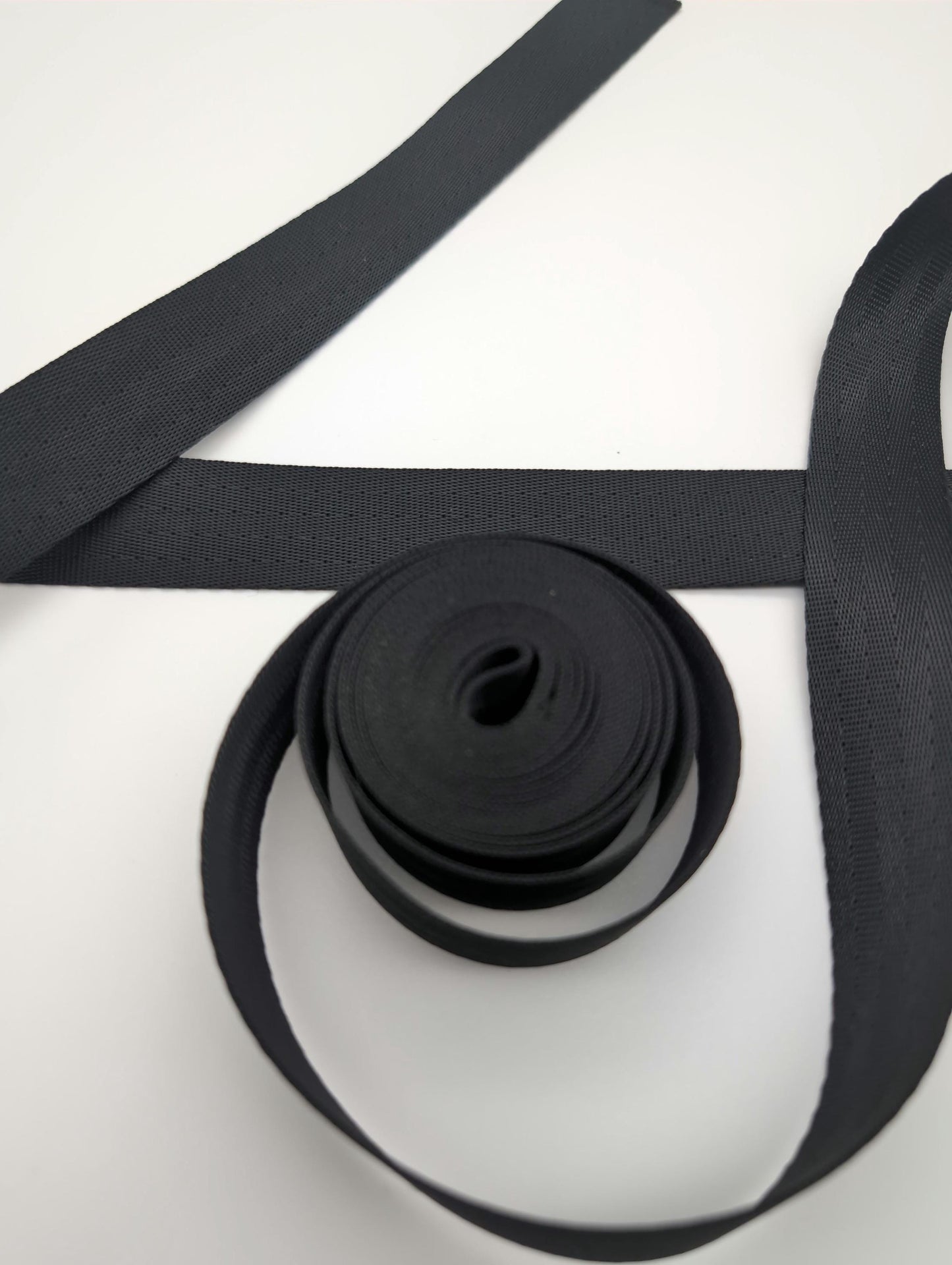 1" Black Webbing 5 Yard Cut, Seatbelt Webbing, solid color Webbing, straps, For Bagmaking, By the Yard, Sewing Notion, Sew Majestic