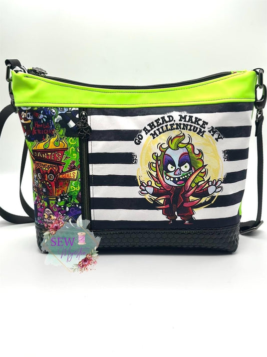 Horror Themed Crossbody Bag, Glow in the Dark, Spooky Custom Purse, Halloween Style, Ghost Purse, Handmade by Sew Majestic, Gothic Gift
