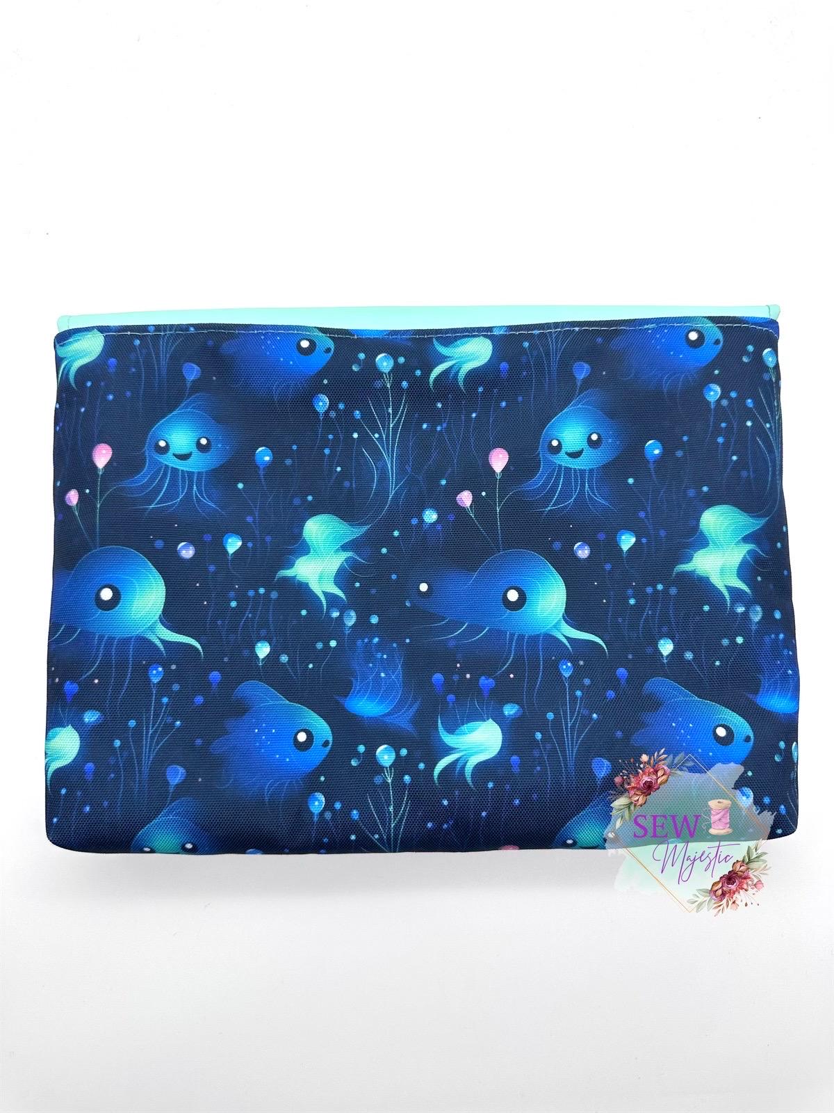 Large Book Sleeve, Ocean Themed Tablet Case, E-Reader compatible, by Sew Majestic, Handmade Book Cover, with button enclosure, Book Bestie