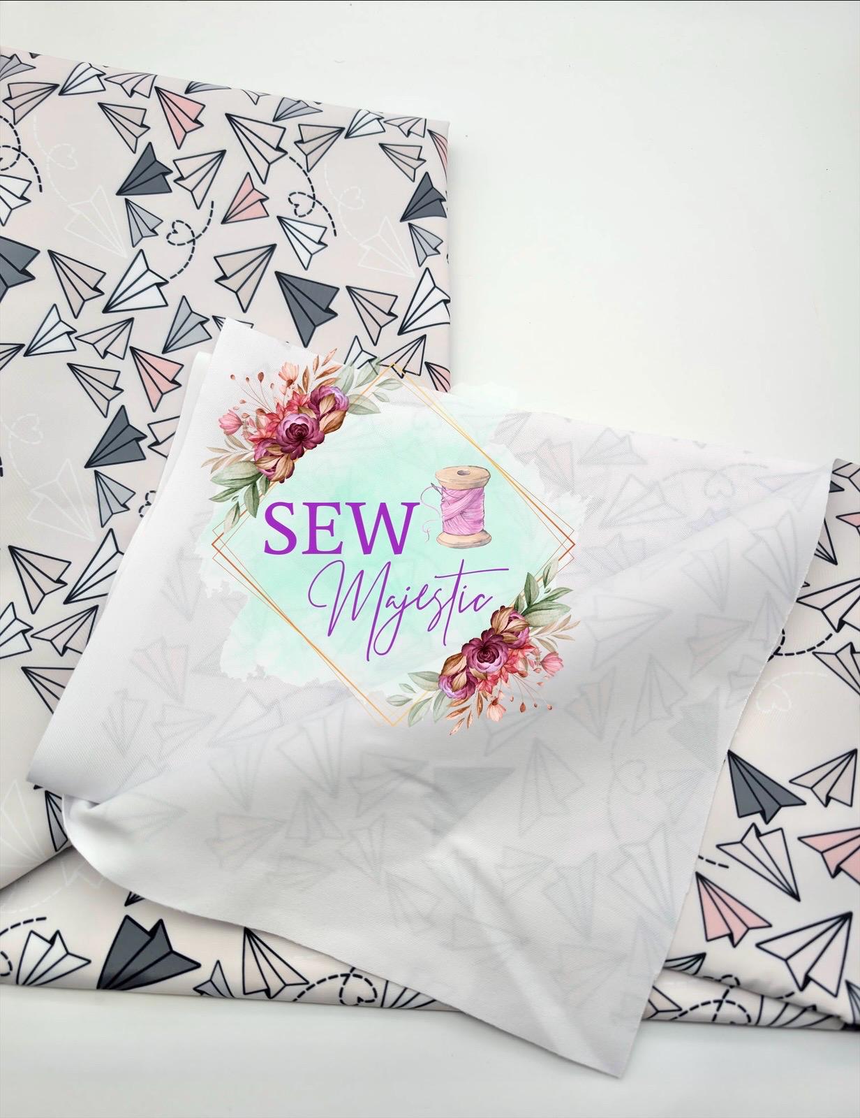 Paper Airplanes Water Majestic Nylon Fabric, By the Yard, For Bagmaking, Bonded Nylon, for Bagmaking, Sewing Notion, Sew Majestic