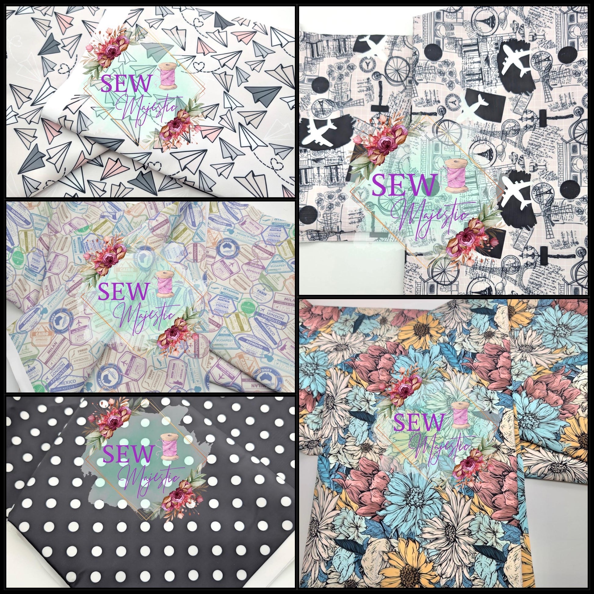 Paper Airplanes Water Majestic Nylon Fabric, By the Yard, For Bagmaking, Bonded Nylon, for Bagmaking, Sewing Notion, Sew Majestic