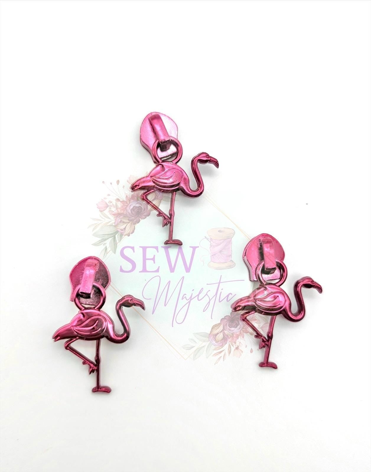 Flamingo Size #5 Nylon Zipper Pull Exclusive to Sew Majestic, Flamingo Zipper Pull, Size 5 Zipper Pull, Nylon Zipper, Custom Zipper Pulls