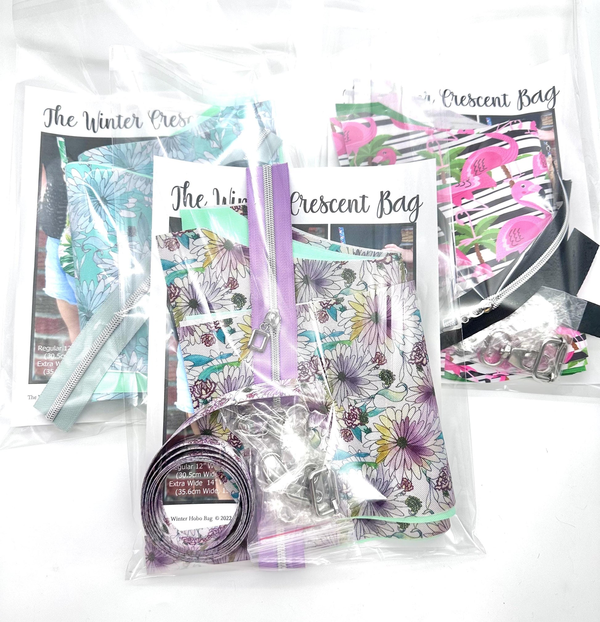 Winter Crescent Bag Kit by Sew Majestic, Hardware supplied, Does NOT include pattern.