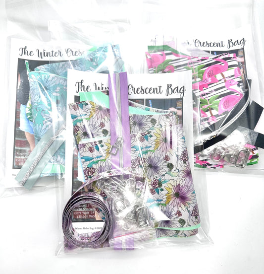 Winter Crescent Bag Kit by Sew Majestic, Hardware supplied, Does NOT include pattern.