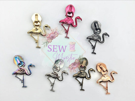 Flamingo Size #5 Nylon Zipper Pull Exclusive to Sew Majestic, Flamingo Zipper Pull, Size 5 Zipper Pull, Nylon Zipper, Custom Zipper Pulls
