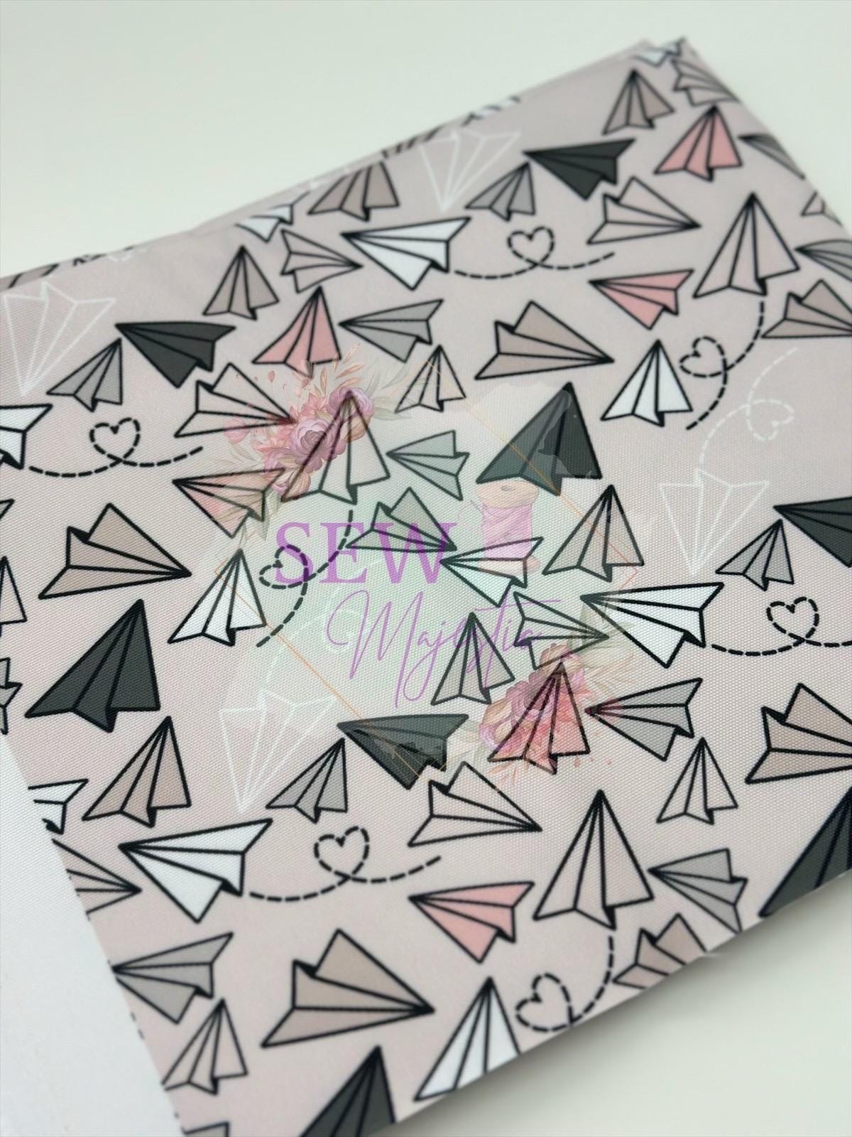 Paper Planes Water Resistant Canvas Fabric, By the Yard, Sew Majestic