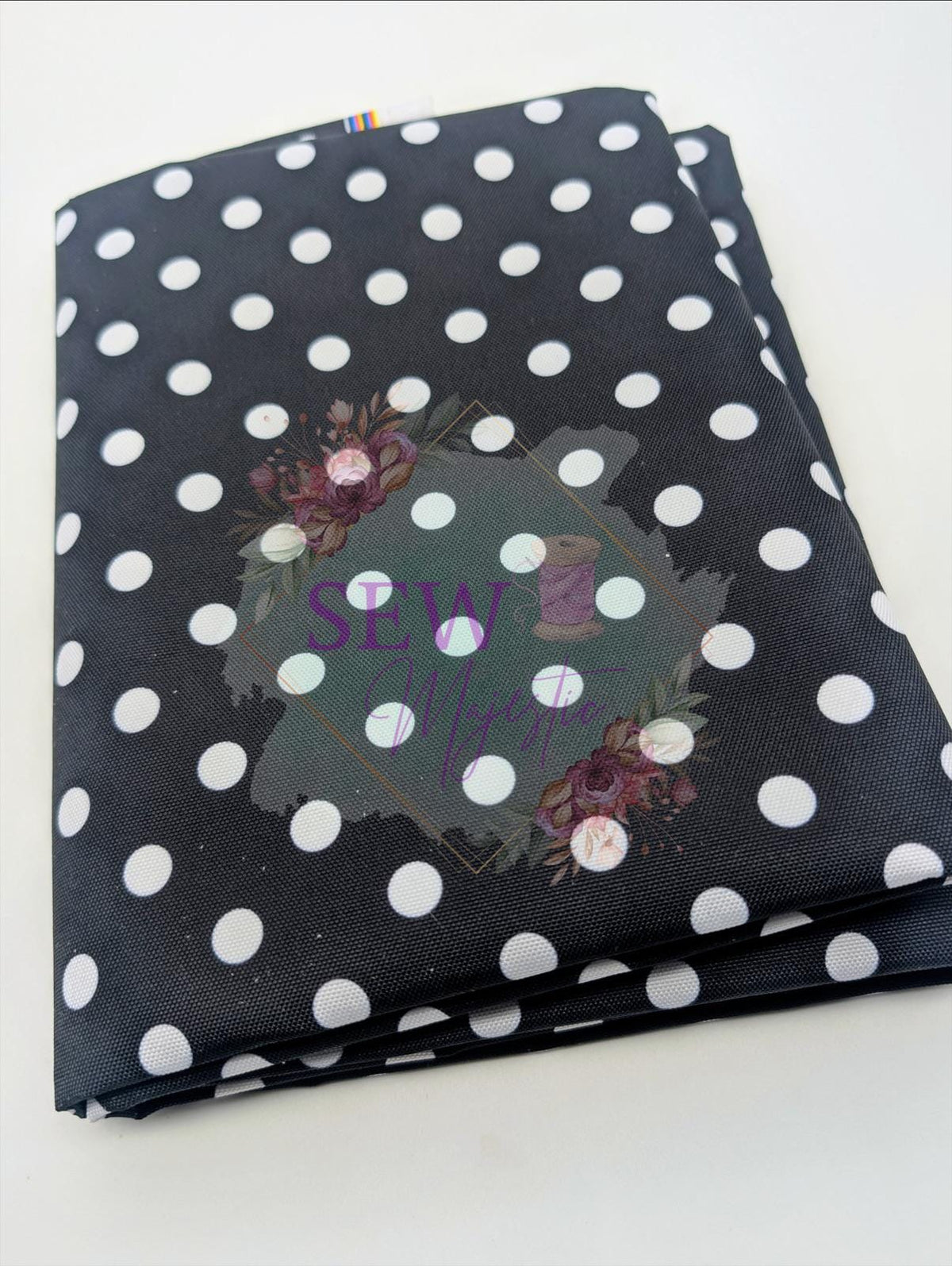 Polka Dot Water Resistant Canvas, By the Yard, For Bagmaking, Water Proof Canvas Black and White Polka Dot, Sewing Notion, Sew Majestic, WPC