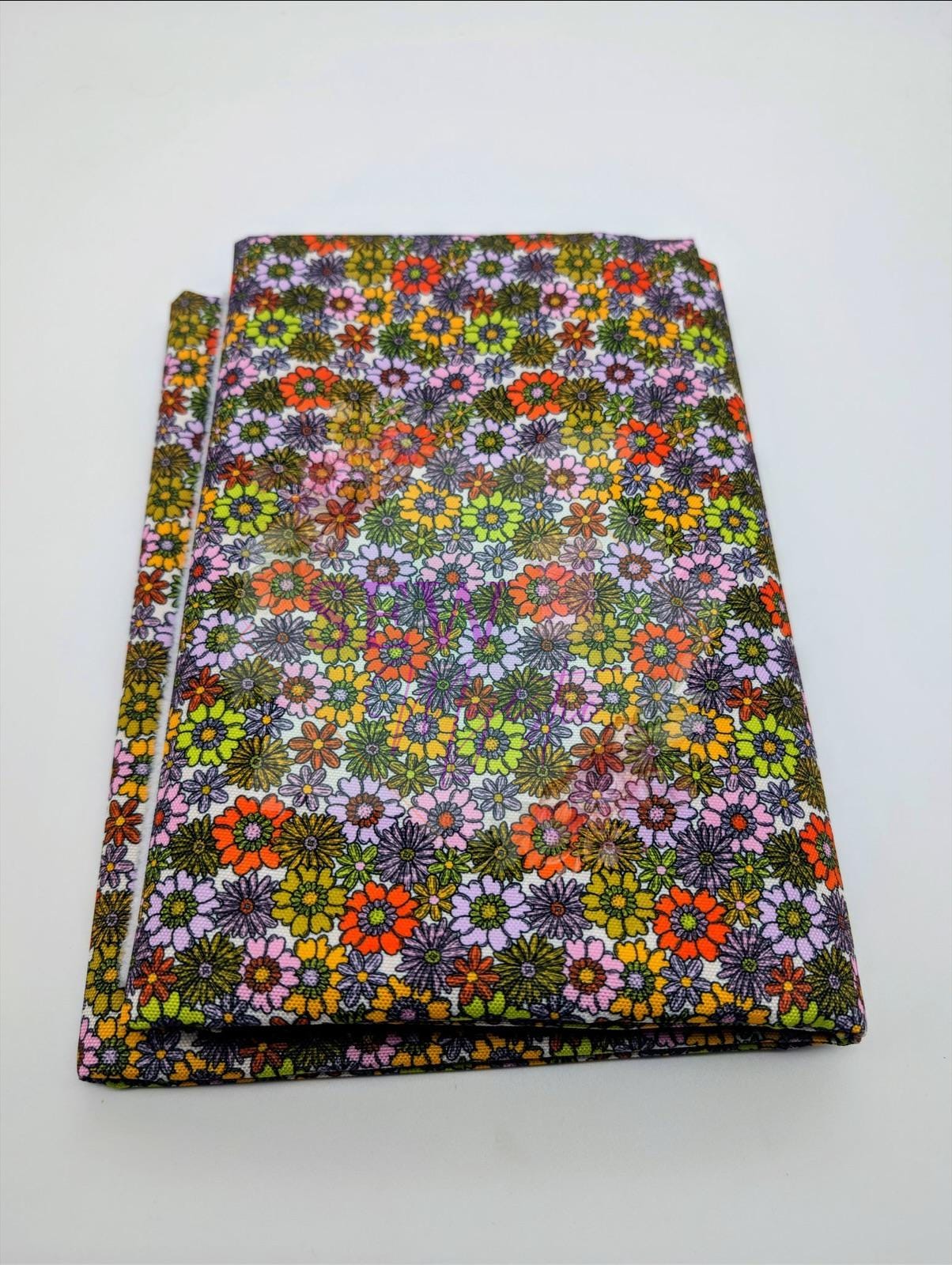 Purple and Green Floral Water Resistant Canvas, By the Yard, Flower Fabric, For Bagmaking, Vibrant WPC, Sewing, Sew Majestic
