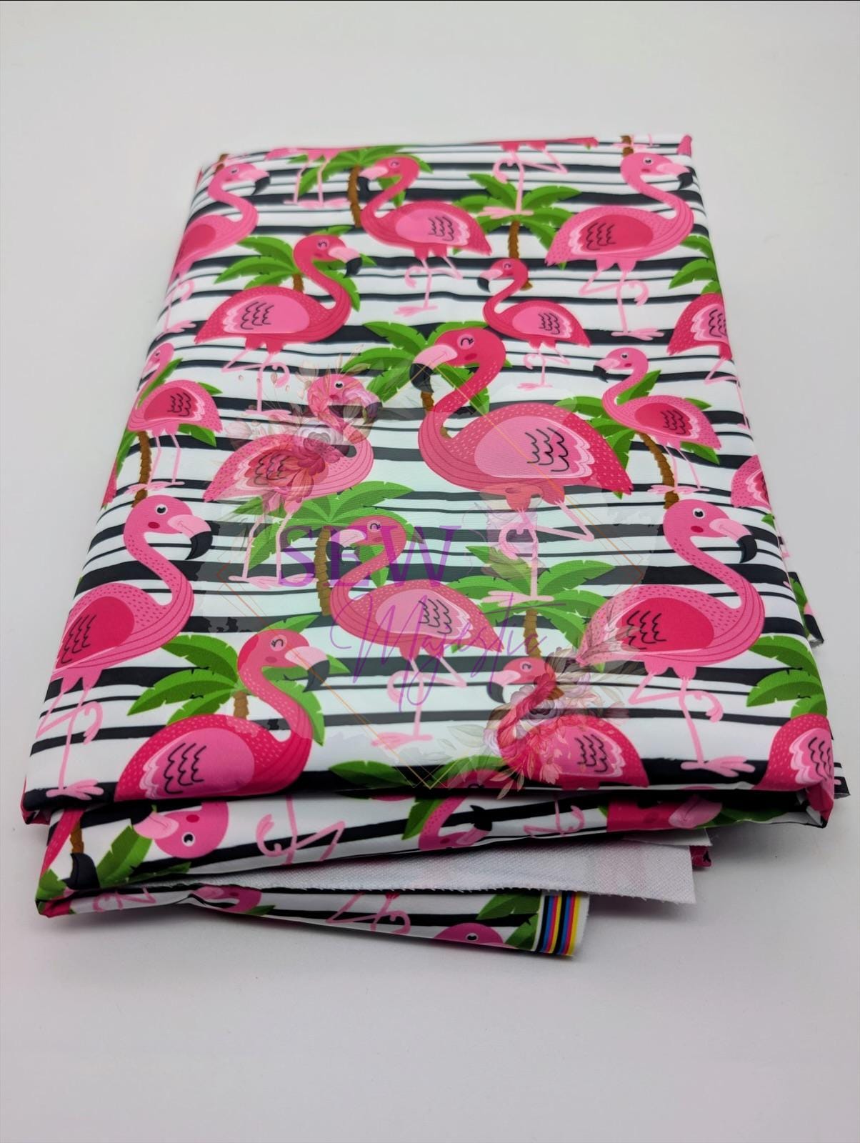 Flamingo Striped Majestic Nylon Fabric, Waterproof, By the Yard, For Bagmaking, Bonded Nylon, Sewing Notion, Sew Majestic