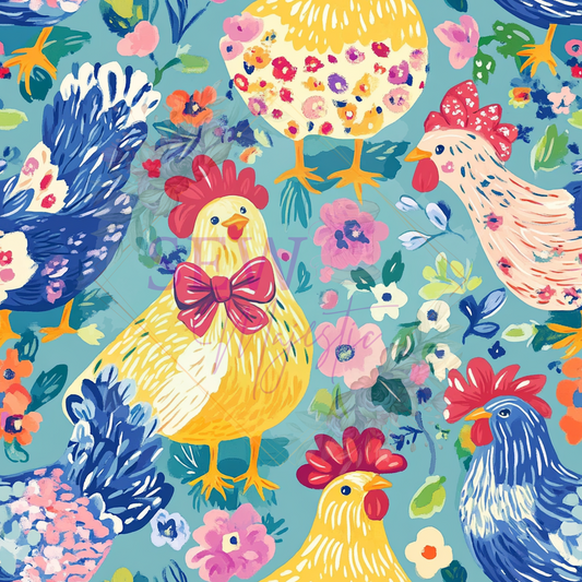 Floral Chickens Majestic Nylon Base