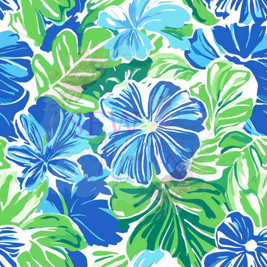 Green And Blue Floral Water Resistant Canvas
