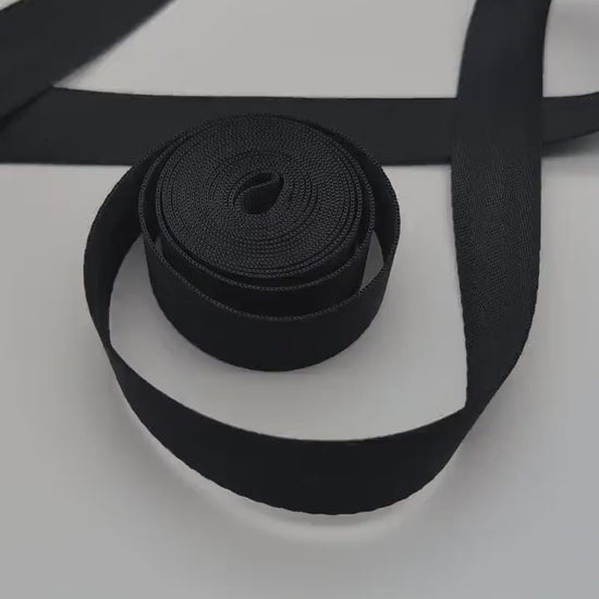1" Black Webbing 5 Yard Cut, Seatbelt Webbing, solid color Webbing, straps, For Bagmaking, By the Yard, Sewing Notion, Sew Majestic