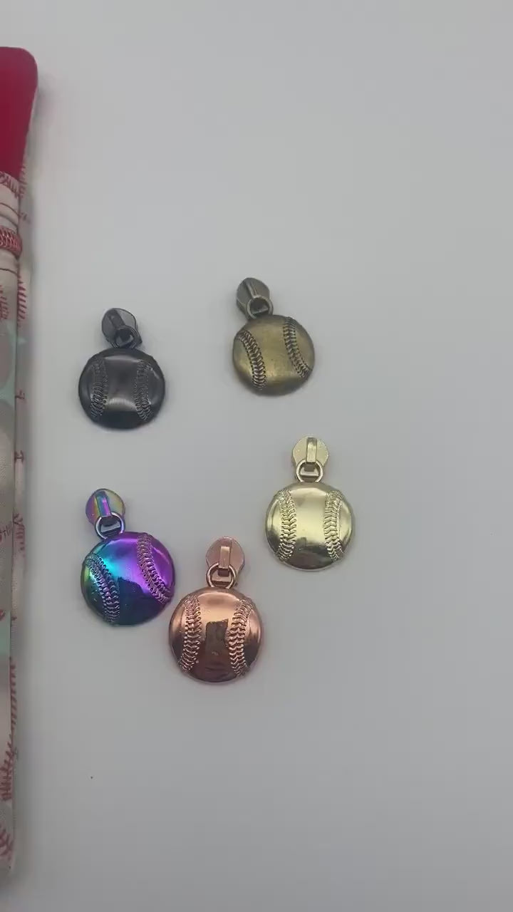 Single-Sided Baseball Zipper Pull,  Size #5 Zipper Pull, for Nylon Zippers, Exclusive to Sew Majestic, Sport Zipper Pull, Sewing Notion