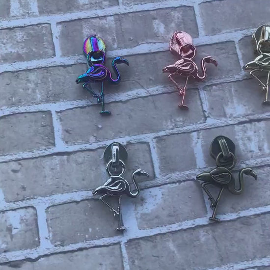 Flamingo Size #5 Nylon Zipper Pull Exclusive to Sew Majestic, Flamingo Zipper Pull, Size 5 Zipper Pull, Nylon Zipper, Custom Zipper Pulls