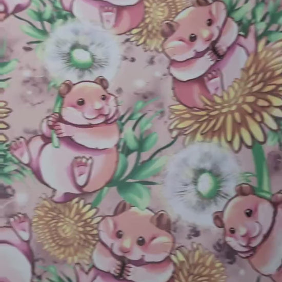 FLAW Hamster Vinyl Fabric Rapport, Animal print, For Sewing, For Bagmaking, Roll of Vinyl, Smooth Vinyl, Faux Leather, Sew Majestic