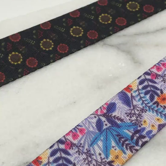 1" Blue Floral 5 Yards, Seatbelt Webbing, For Bagmaking, For Straps, Sew Majestic, Flower Webbing, Blue Webbing, Sewing Notion