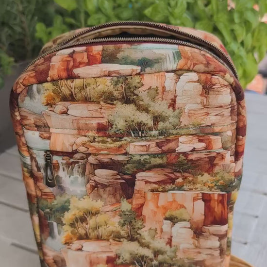 Nature Sling Bag by Sew Majestic, Southwest themed purse, sling backpack, Handmade with Custom Canvas Fabric, Gift for Nature Lover