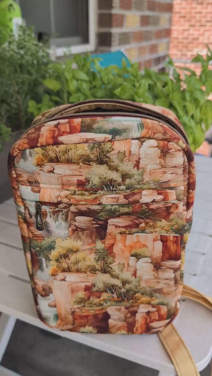 Nature Sling Bag by Sew Majestic, Southwest themed purse, sling backpack, Handmade with Custom Canvas Fabric, Gift for Nature Lover