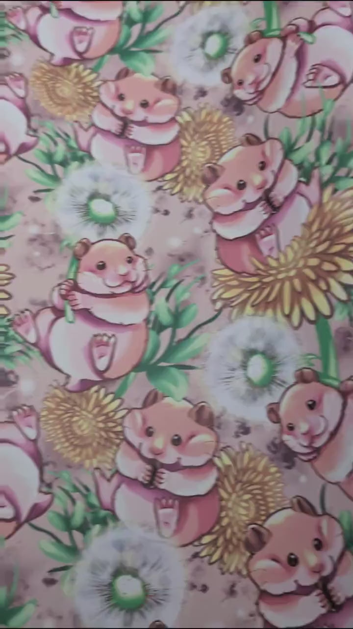 FLAW Hamster Vinyl Fabric Rapport, Animal print, For Sewing, For Bagmaking, Roll of Vinyl, Smooth Vinyl, Faux Leather,  Sew Majestic