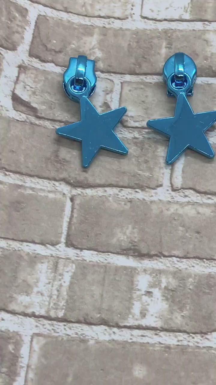 Red or Blue Size #5  Star Nylon Zipper Pull, Custom Zipper Pull, Star Zipper Pull, Red Zipper Pulls, Blue Zipper Pulls, Bagmaking Supply