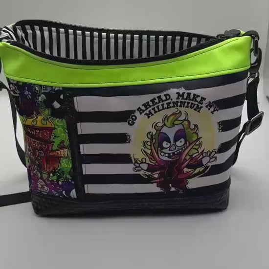 Horror Themed Crossbody Bag, Glow in the Dark, Spooky Custom Purse, Halloween Style, Ghost Purse, Handmade by Sew Majestic, Gothic Gift