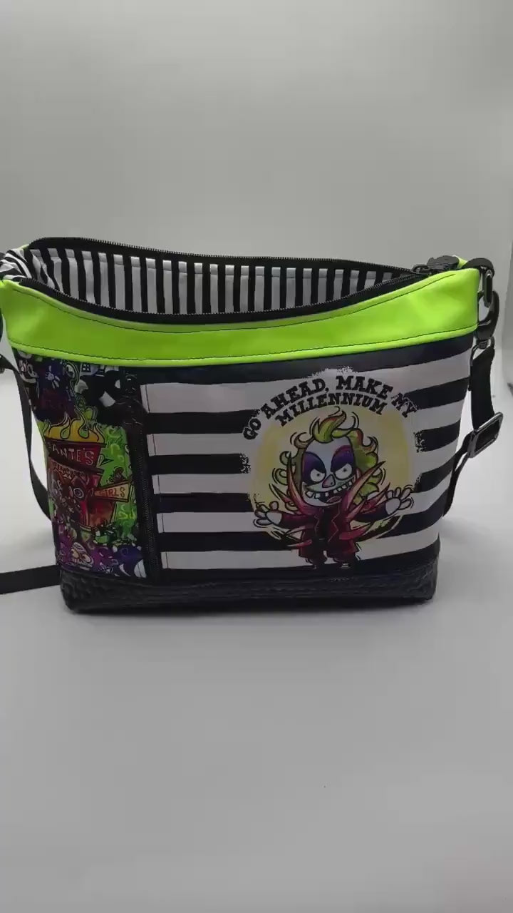 Horror Themed Crossbody Bag, Glow in the Dark, Spooky Custom Purse, Halloween Style, Ghost Purse, Handmade by Sew Majestic, Gothic Gift