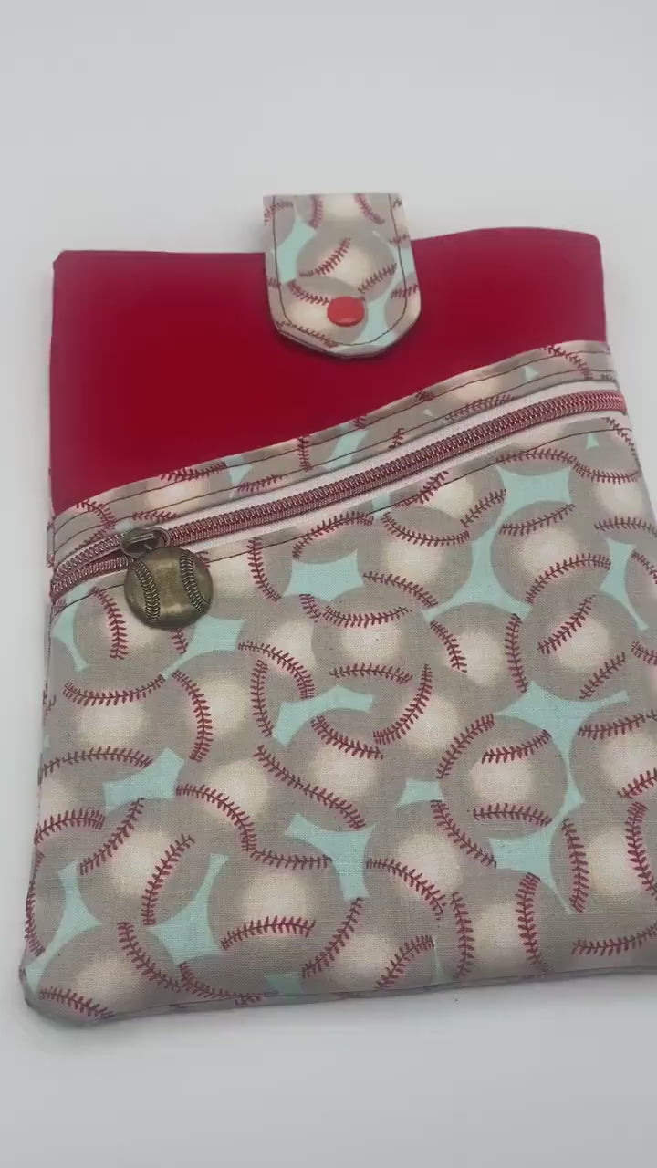 Baseball Book Sleeve, Book Sleeve with pocket, E-Reader Case, Gift for Teacher, Gift for Baseball Coach, Tablet Cover, Sew Majestic