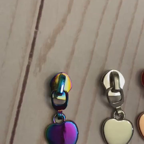 Heart Zipper Pull for Nylon Zipper Size #5, Zipper Pull, Heart Zipper, Nylon Zipper Pull, Rainbow Zipper Pull, Rose Gold, Bagmaking supply